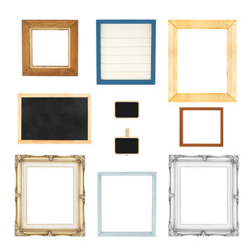 Variety style of picture frames set isolated on white background