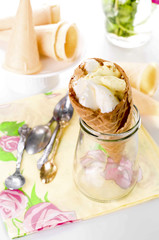 ice cream conewith fresh berries