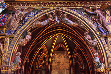 Fototapeta na wymiar Angels Wood Carvings Cathedral Sainte Chapelle Paris France