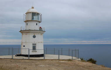 Lighthouse at cape Meganom. Black Sea, East Crimea.