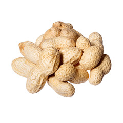 Dried peanuts in close-up. Isolated.