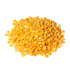 Dried yellow peas isolated on white.