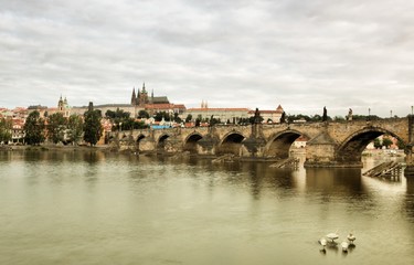 Historic Charles Bridge in Prague, Czech Republic