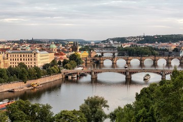 Fototapeta premium Vltava and bridges in Prague, Czech Republic