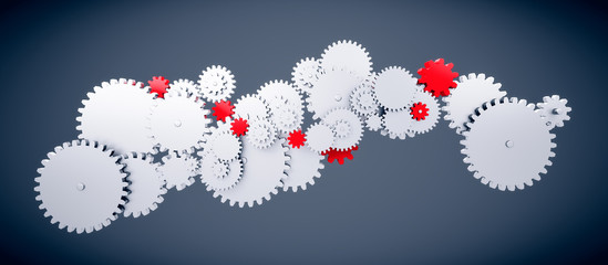 Zahnräder in einem großen Getriebe