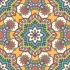 Ethnic floral seamless pattern