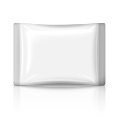 Blank flat plastic sachet isolated on white background with