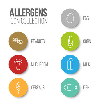 Vector icons set for allergens