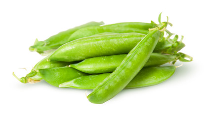Pile of fresh green peas sugar in the pods