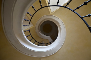spiral staircase in church - view from floor