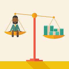 Afircan Businessman on a balance scale