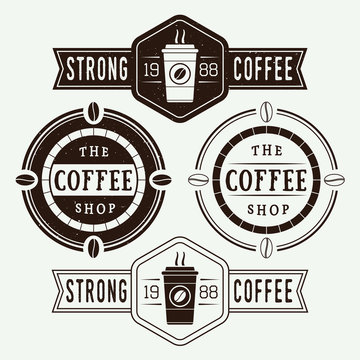Set of vintage coffee logos, labels and emblems
