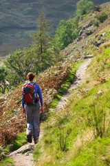 Fototapeta na wymiar A lone hiker walking in the Lake District