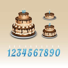 Birthday Cake with Candles Numerals