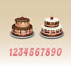 Birthday Cake with Candles and Numerals