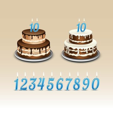 Birthday Cake with Candles Numerals