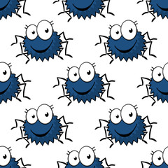 Cartoon funny spiders seamless pattern