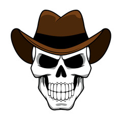 Cowboy skull character with brown felt hat