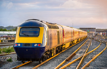Fototapeta na wymiar Train leaving Reading station in England, UK