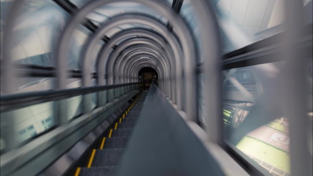 Time lapse up and down the Sky Escalator of the Umeda Sky Building in Osaka, Japan