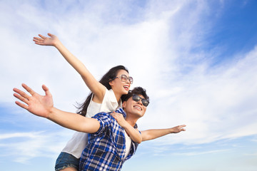 happy young couple having fun and enjoy summer vacation