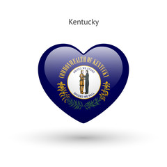 Love Kentucky state symbol. Heart flag icon.