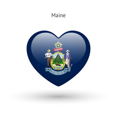 Love Maine state symbol. Heart flag icon.