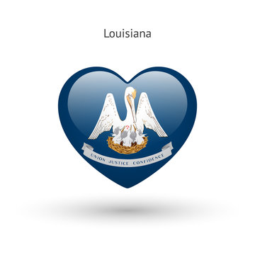 Love Louisiana state symbol. Heart flag icon.
