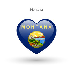 Love Montana state symbol. Heart flag icon.