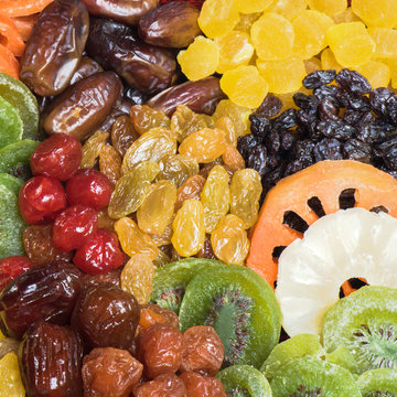 Group of dried fruits background