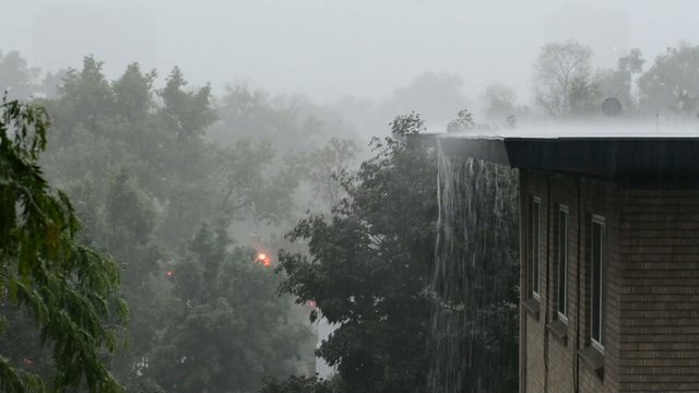 Heavy rains and lightening flashes
