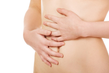 Beautiful cares about her belly.