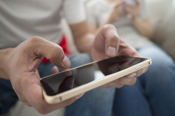 Men addicted to mobile game