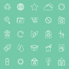 Ecology line icons on green background