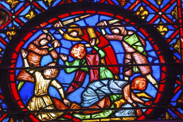 Knights Beheading Stained Glass Sainte Chapelle Paris France