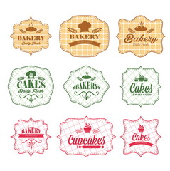 Collection of vintage retro bakery labels