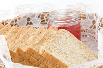 whole wheat bread with strawberry jam