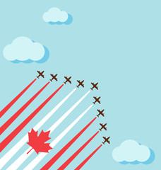 Air show on the sky for the national day of Canada
