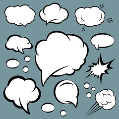 A set of comic bubbles and elements