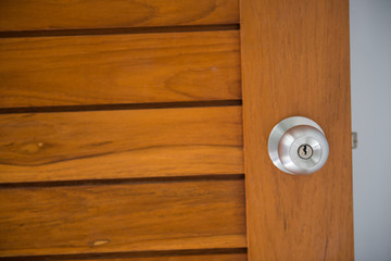 doorknob on the wood door