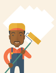 Standing african glass cleaner.