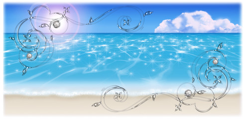 Illustration of the sandy beach. / Decoration frame and background. 