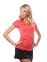 young blond woman wearing sports clothes