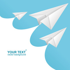 Vector White paper airplane card and text box