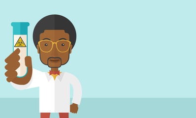 African-american scientists experimenting with glass tube.