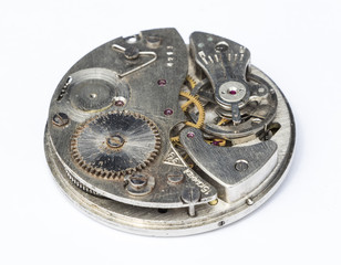 Mechanism of old wristwatches with gears and wheels