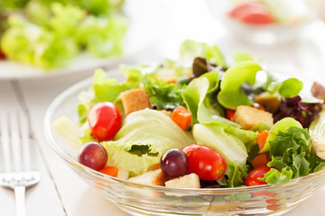 salad in glass bowl