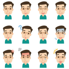 顔　表情　セット　中年男性