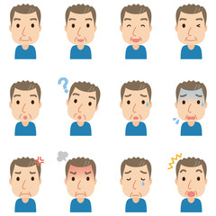 顔　表情　セット　中年男性