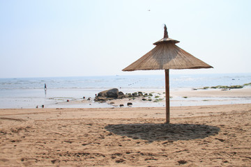 Grass umbrellas at the beach